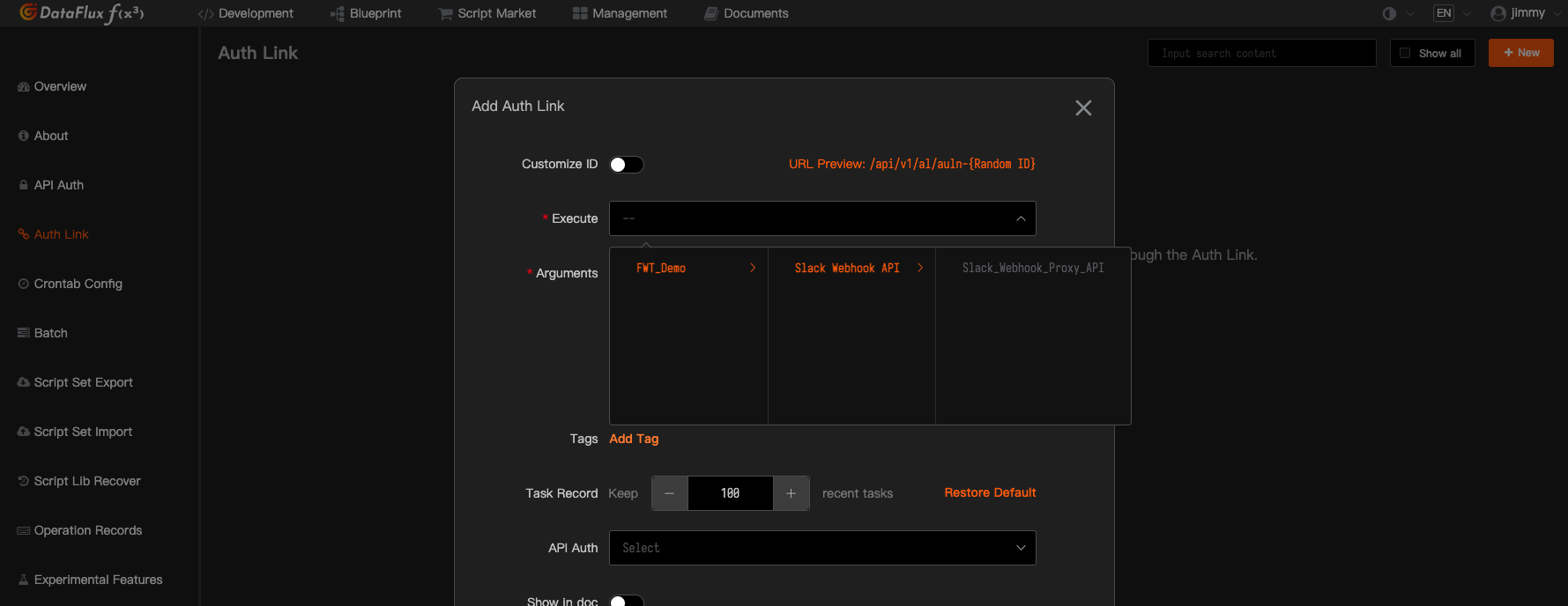 DataFlux Func Webhook Setup 2